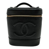 シャネル CHANEL ココマーク バニティケース A01998 6番台 ブラック ゴールド金具 キャビアスキン レディース ハンドバッグ