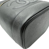 シャネル CHANEL ココマーク バニティケース A01998 6番台 ブラック ゴールド金具 キャビアスキン レディース ハンドバッグ
