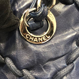 シャネル CHANEL ウルトラステッチチェーンハンドバッグ 8桁15番台 ネイビー シルバー金具 レザー レディース ハンドバッグ