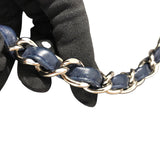 シャネル CHANEL ウルトラステッチチェーンハンドバッグ 8桁15番台 ネイビー シルバー金具 レザー レディース ハンドバッグ