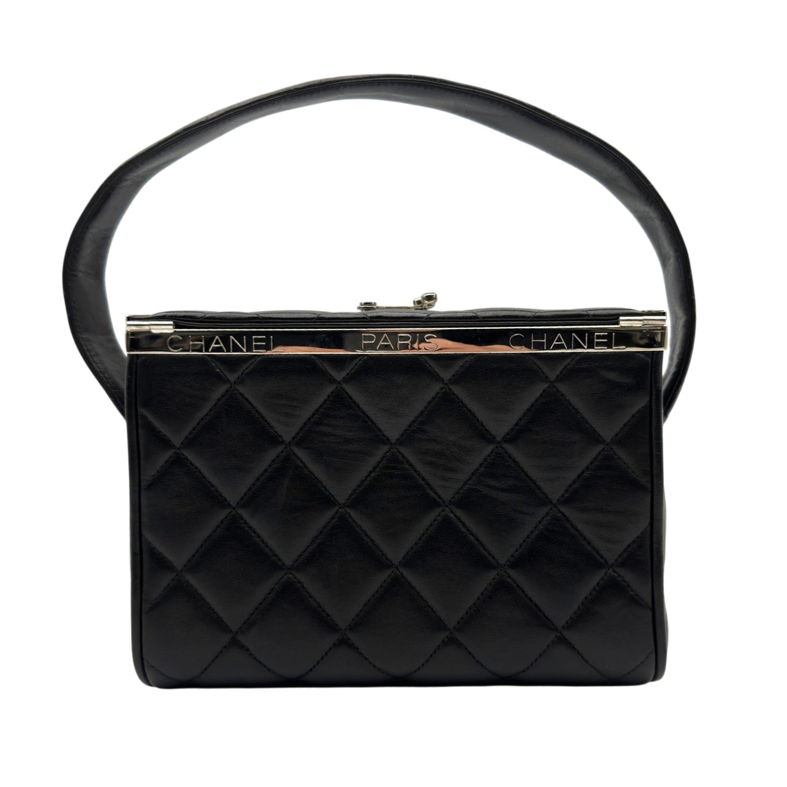 シャネル CHANEL マトラッセ バニティケース ブラック シルバー金具