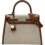 エルメス HERMES ケリー28 外縫い K刻印 ゴールド シルバー金具 トワル・スイフト レディース ショルダーバッグ