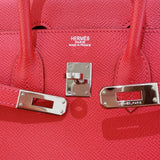 エルメス HERMES バーキン25 □N刻印 ルージュヴィフ シルバー金具 エプソン レディース ハンドバッグ