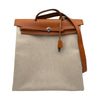 エルメス HERMES エールバッグMM □C刻 ベージュ/ゴールド ゴールド金具 トワル・レザー メンズ ショルダーバッグ
