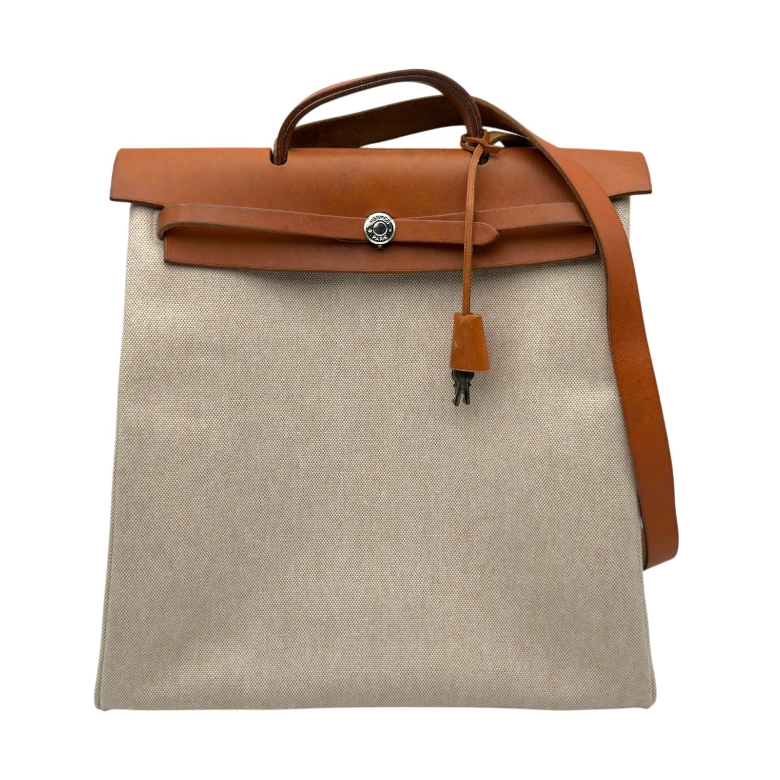 エルメス HERMES エールバッグMM □C刻 ベージュ/ゴールド ゴールド金具 トワル・レザー メンズ ショルダーバッグ エルメス HERMES エールバッグMM □C刻 ベージュ/ゴールド ゴールド