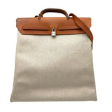 エルメス HERMES エールバッグMM □C刻 ベージュ/ゴールド ゴールド金具 トワル・レザー メンズ ショルダーバッグ