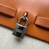 エルメス HERMES エールバッグMM □C刻 ベージュ/ゴールド ゴールド金具 トワル・レザー メンズ ショルダーバッグ
