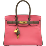 エルメス HERMES バーキン30 パーソナルオーダー A刻印 ローズアザレ/エトゥープ マットゴールド金具 エプソン レディース ハンドバッグ