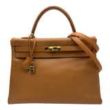 エルメス HERMES ケリー32 内縫い □A刻 ナチュラル ゴールド金具 シャモニー レディース ショルダーバッグ