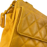 シャネル CHANEL マトラッセトートバッグ イエロー ゴールド金具 キャビアスキン レディース トートバッグ
