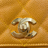 シャネル CHANEL マトラッセトートバッグ イエロー ゴールド金具 キャビアスキン レディース トートバッグ