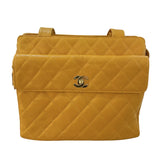 シャネル CHANEL マトラッセトートバッグ イエロー ゴールド金具 キャビアスキン レディース トートバッグ