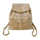シャネル CHANEL マトラッセ ターンロック リュックサック ベージュ ゴールド金具 キャビアスキン レディース リュック・デイパック