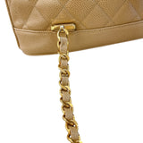 シャネル CHANEL マトラッセ ターンロック リュックサック ベージュ ゴールド金具 キャビアスキン レディース リュック・デイパック