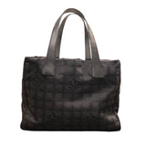 シャネル CHANEL ニュートラベルライントートMM A15991 ブラック×ゴールド金具 ナイロンジャガード レディース トートバッグ