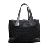 シャネル CHANEL ニュートラベルライントートMM A15991 ブラック×ゴールド金具 ナイロンジャガード レディース トートバッグ