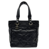 シャネル CHANEL パリビアリッツトートPM A34208 11番台 ブラック コーティングキャンバス レディース トートバッグ