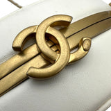 シャネル CHANEL クラスプ チェーンバッグ ホワイト ゴールド金具 ラムスキン レディース ショルダーバッグ