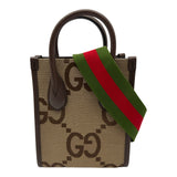 グッチ GUCCI ジャンボGG ミニトート 699406 ブラウン ジャンボGGキャンバス/レザー レディース トートバッグ