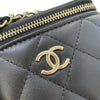 シャネル CHANEL パールショルダーバニティケース AP2581(31番台) ブラック ゴールド金具 ラム/フェイクパール レディース ショルダーバッグ