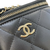 シャネル CHANEL パールショルダーバニティケース AP2581(31番台) ブラック ゴールド金具 ラム/フェイクパール レディース ショルダーバッグ