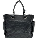 シャネル CHANEL パリビアリッツトートGM A34210 12番台 ブラック シルバー金具 コーティングキャンバス レディース