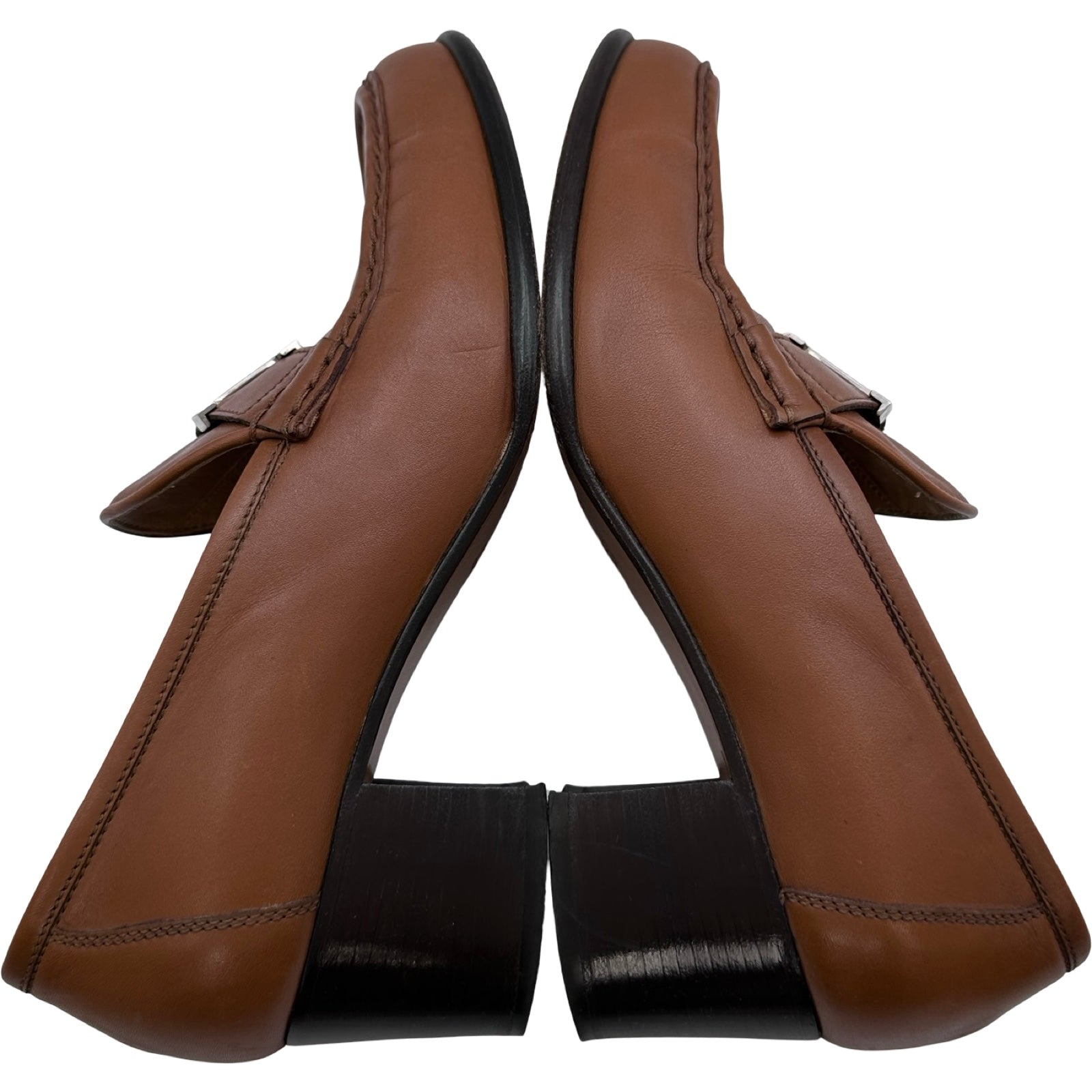 エルメス HERMES コンスタン金具 ヒールローファー ブラウン レザー