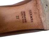 エルメス HERMES コンスタン金具 ヒールローファー ブラウン レザー レディース ローファー