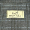 エルメス HERMES チェック柄長袖リネンシャツ ネイビー リネン メンズ 長袖シャツ
