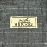 エルメス HERMES チェック柄長袖リネンシャツ ネイビー リネン メンズ 長袖シャツ