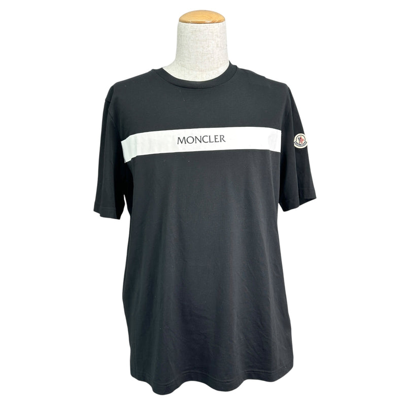 モンクレール MONCLER ロゴワッペン半袖Tシャツ ブラック コットン