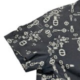 エルメス HERMES シェーヌダンクルプリント半袖Tシャツ グレー コットン メンズ 半袖Ｔシャツ