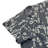 エルメス HERMES シェーヌダンクルプリント半袖Tシャツ グレー コットン メンズ 半袖Ｔシャツ