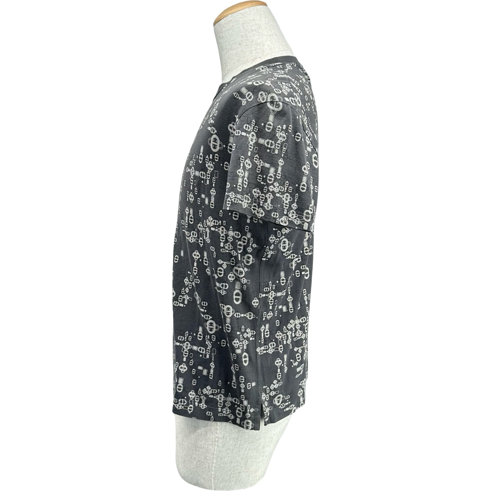 エルメス HERMES シェーヌダンクルプリント半袖Tシャツ グレー
