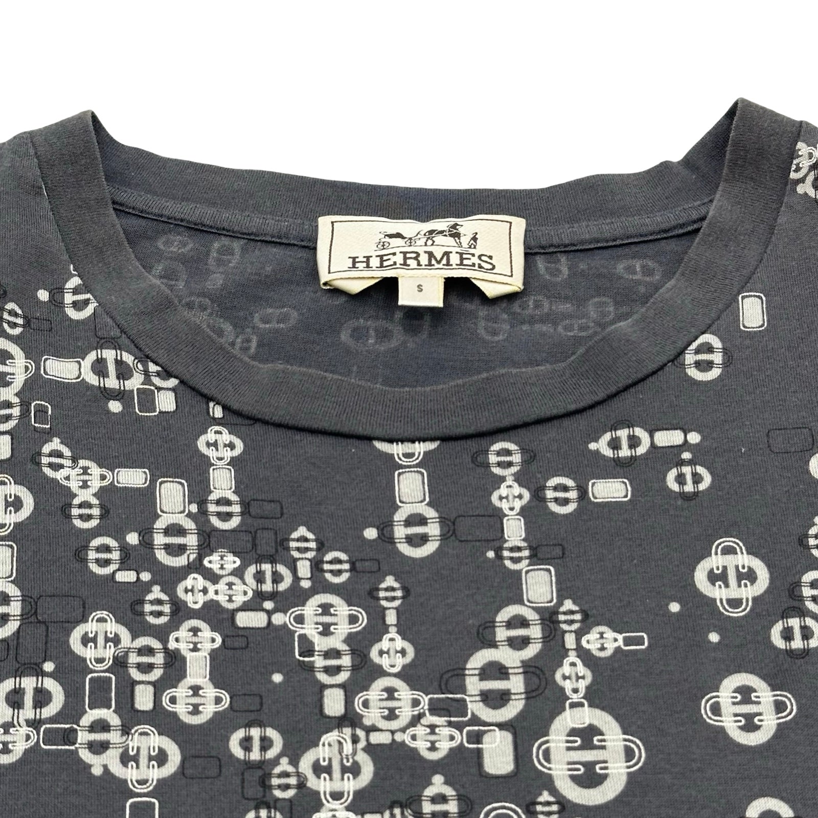 エルメス HERMES シェーヌダンクルプリント半袖Tシャツ グレー