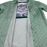グッチ GUCCI ×ヒグチユウコ GG総柄半袖シルクシャツ 864048 グリーン シルク メンズ 半袖シャツ