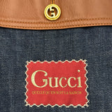 グッチ GUCCI レザー切替GGキャンバスデニムジャケット 652658 ネイビー デニム レディース デニムジャケット