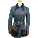 グッチ GUCCI レザー切替GGキャンバスデニムジャケット 652658 ネイビー デニム レディース デニムジャケット