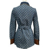 グッチ GUCCI レザー切替GGキャンバスデニムジャケット 652658 ネイビー デニム レディース デニムジャケット