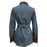 グッチ GUCCI レザー切替GGキャンバスデニムジャケット 652658 ネイビー デニム レディース デニムジャケット