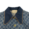 グッチ GUCCI レザー切替GGキャンバスデニムジャケット 652658 ネイビー デニム レディース デニムジャケット