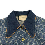 グッチ GUCCI レザー切替GGキャンバスデニムジャケット 652658 ネイビー デニム レディース デニムジャケット
