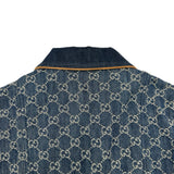 グッチ GUCCI レザー切替GGキャンバスデニムジャケット 652658 ネイビー デニム レディース デニムジャケット
