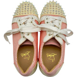 クリスチャン・ルブタン Christian louboutin スタッズ切替ローカットスニーカー ピンク メッシュ レディース スニーカー