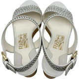 サルヴァトーレ・フェラガモ Salvatore Ferragamo GALAK コルクウェッジソールサンダル 0641855 ホワイト レザー レディース サンダル