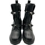 ヴァレンティノ VALENTINO ロックスタッズサイドジップヒールブーツ ブラック レザー レディース ブーツ