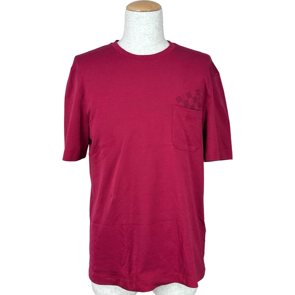 ルイ・ヴィトン LOUIS VUITTON ダミエポケットTシャツ レッド コットン 