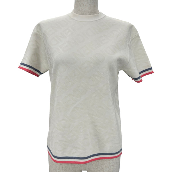 フェンディ FENDI ロゴ総柄ニットトップス FZX999 ホワイト ビスコース