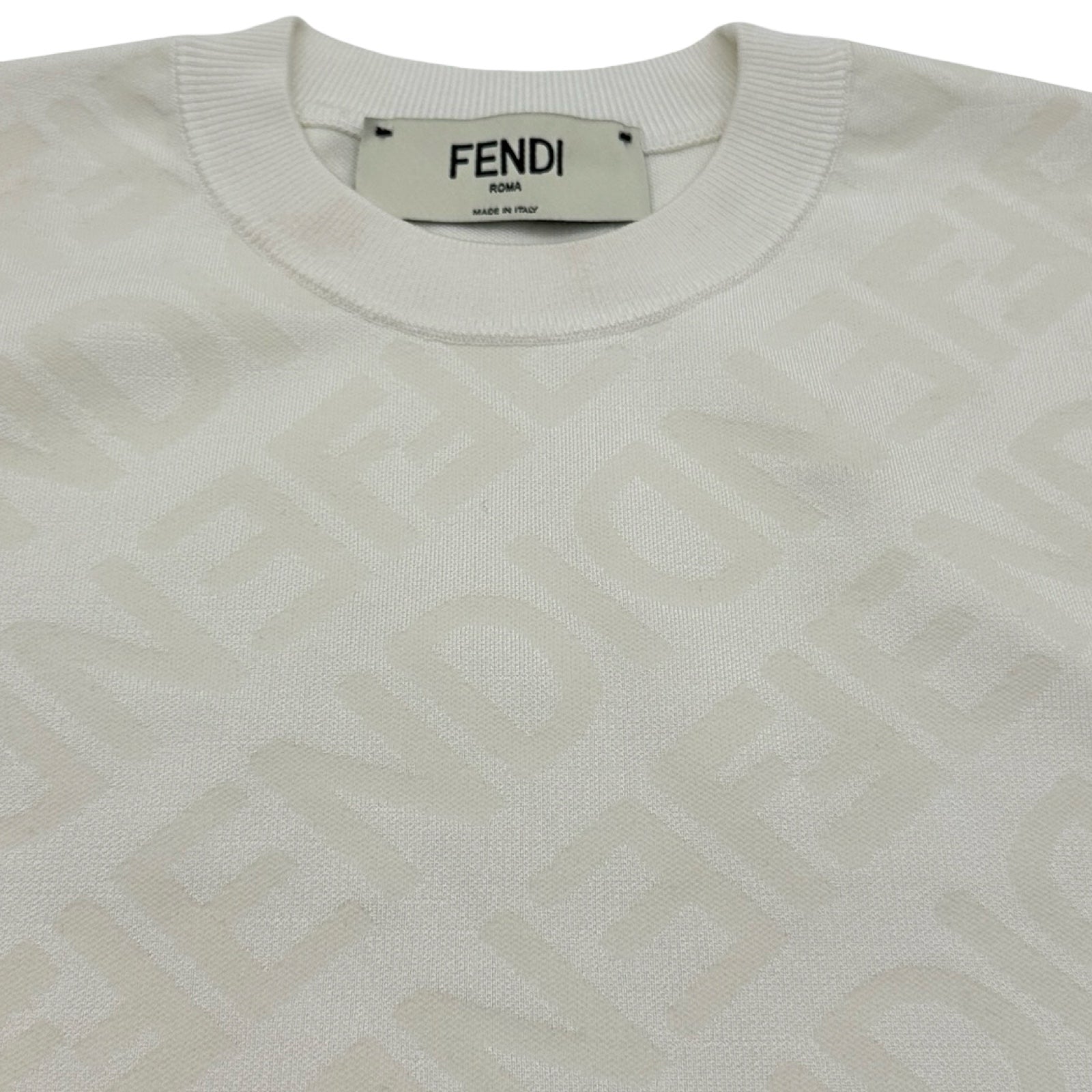 フェンディ FENDI ロゴ総柄ニットトップス FZX999 ホワイト ビスコース