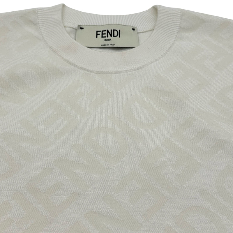 フェンディ FENDI ロゴ総柄ニットトップス FZX999 ホワイト ビスコース